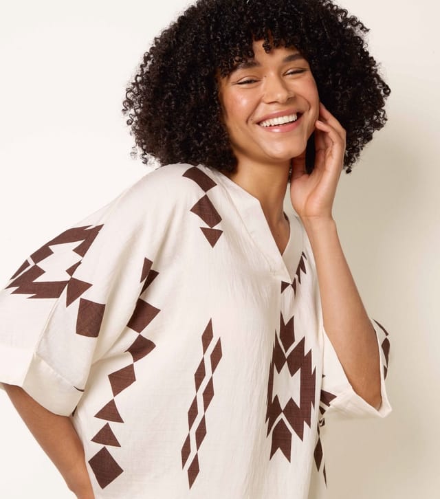 Blue Vanilla Women's Brown Geometric Print Blouse Blue Vanilla New Look - 3