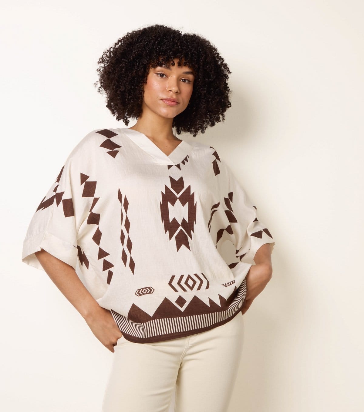 Blue Vanilla Women's Brown Geometric Print Blouse Blue Vanilla New Look - 4
