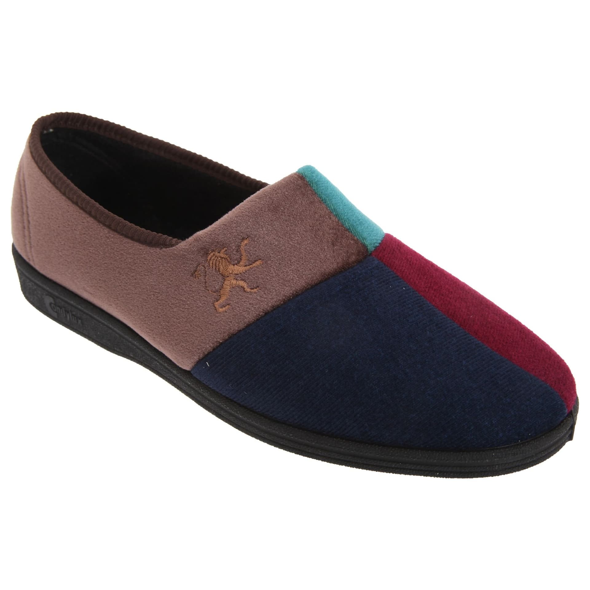 Comfylux Comfylux Men's Harlequin Multi Velour Slippers