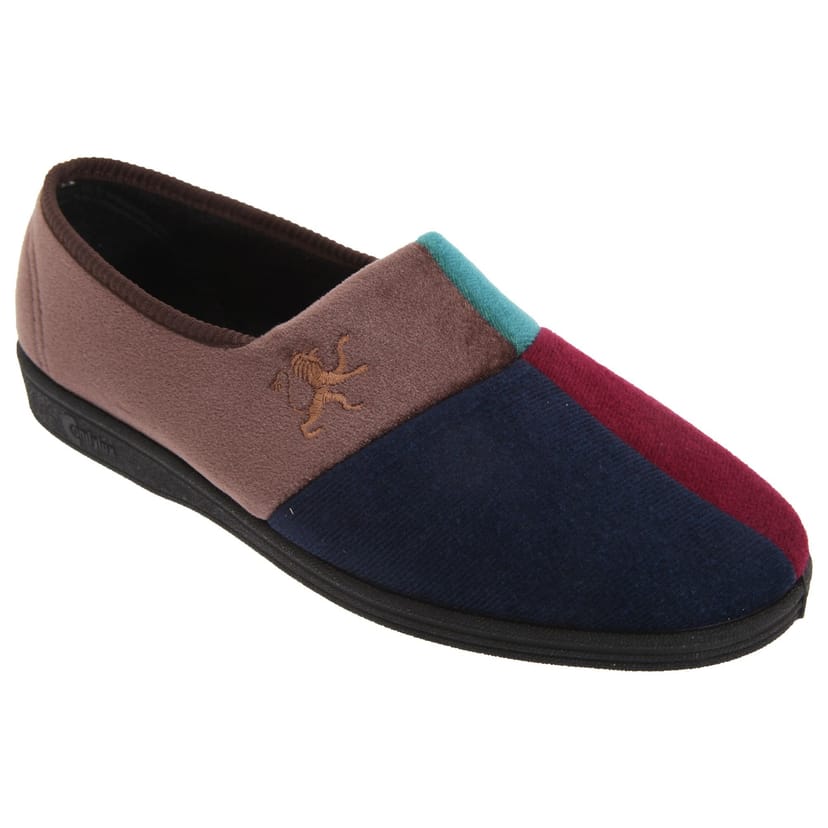 Comfylux Comfylux Men's Harlequin Multi Velour Slippers - 1