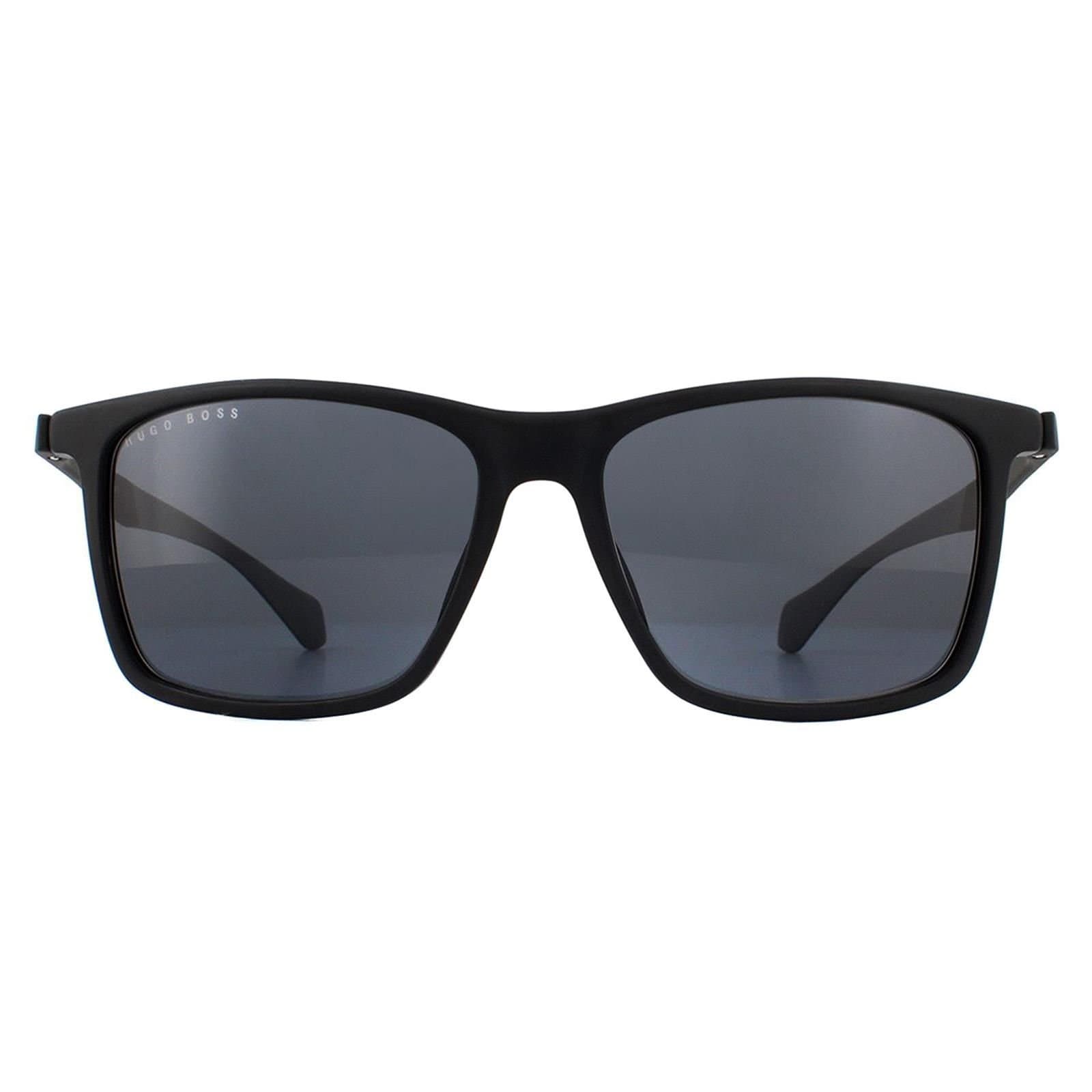Hugo Boss Hugo Boss Men's Rectangle Matte Black Grey Sunglasses