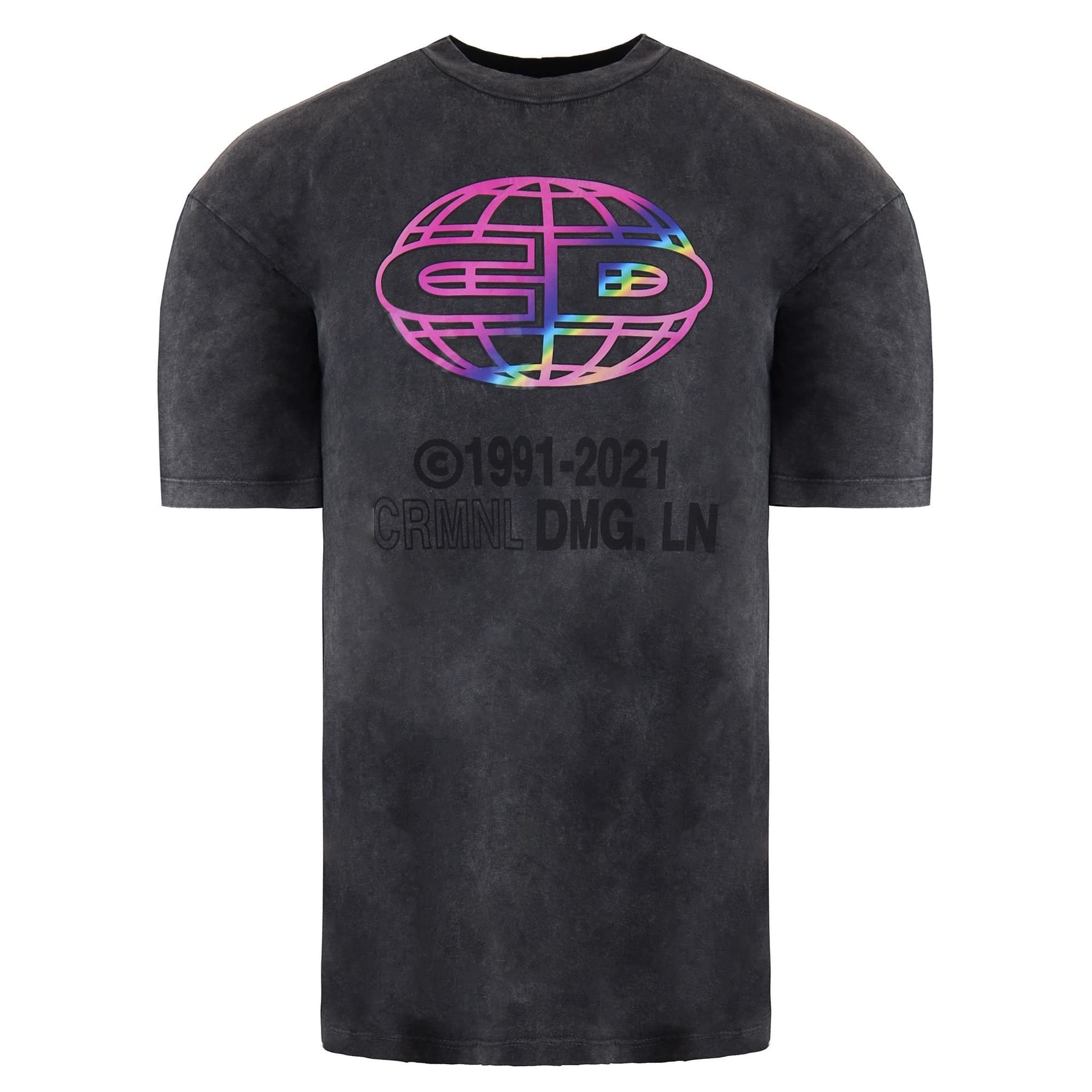 Criminal Damage Criminal Damage Men's Washed Black Iridescent Foil T-Shirt