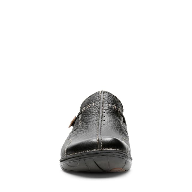 Clarks Clarks Women's Un Loop Black Leather Slip Ons - 3