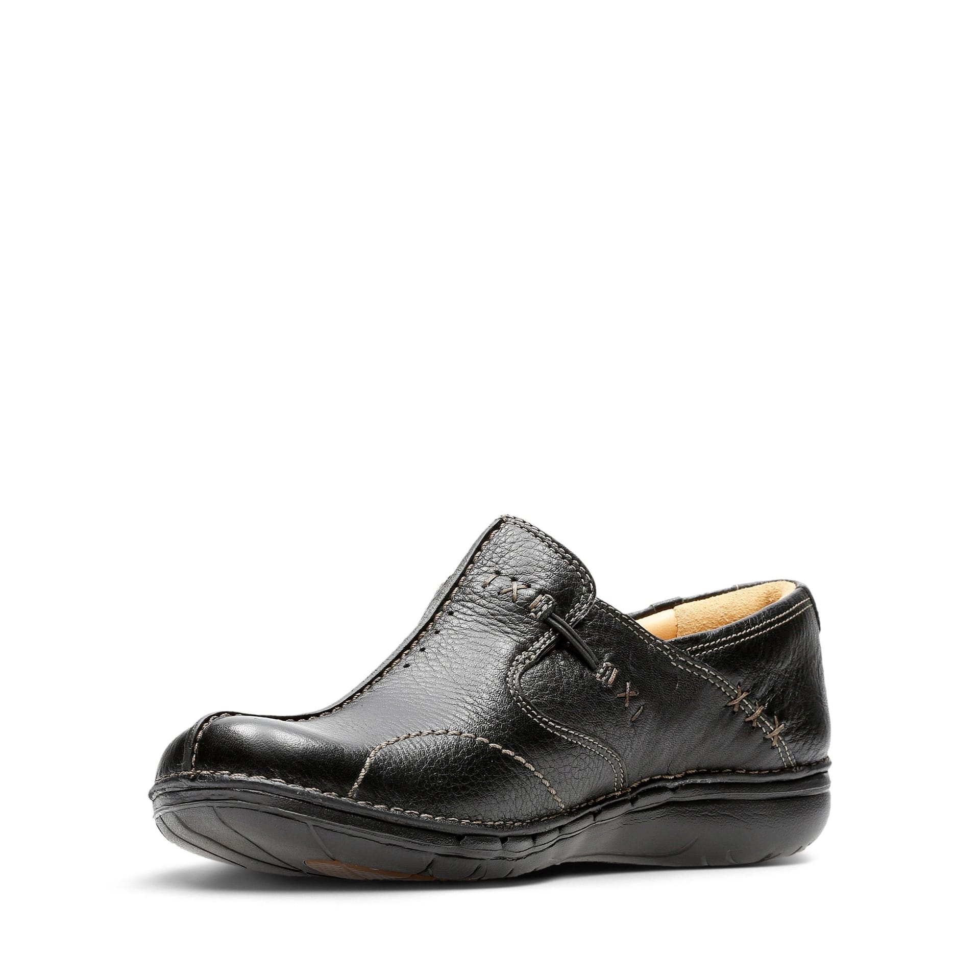Clarks Clarks Women's Un Loop Black Leather Slip Ons - 4