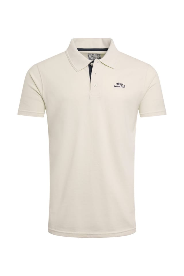 Weird Fish Weird Fish Men's Miles Pique Polo Shirt in Ecru - 2