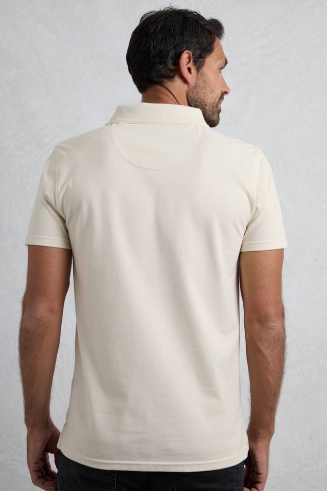 Weird Fish Weird Fish Men's Miles Pique Polo Shirt in Ecru - 3