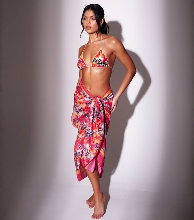 South Beach Women's Pink Floral Beach Sarong South Beach New Look - 2