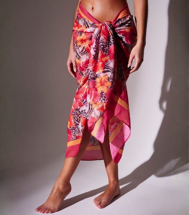 South Beach Women's Pink Floral Beach Sarong South Beach New Look - 3
