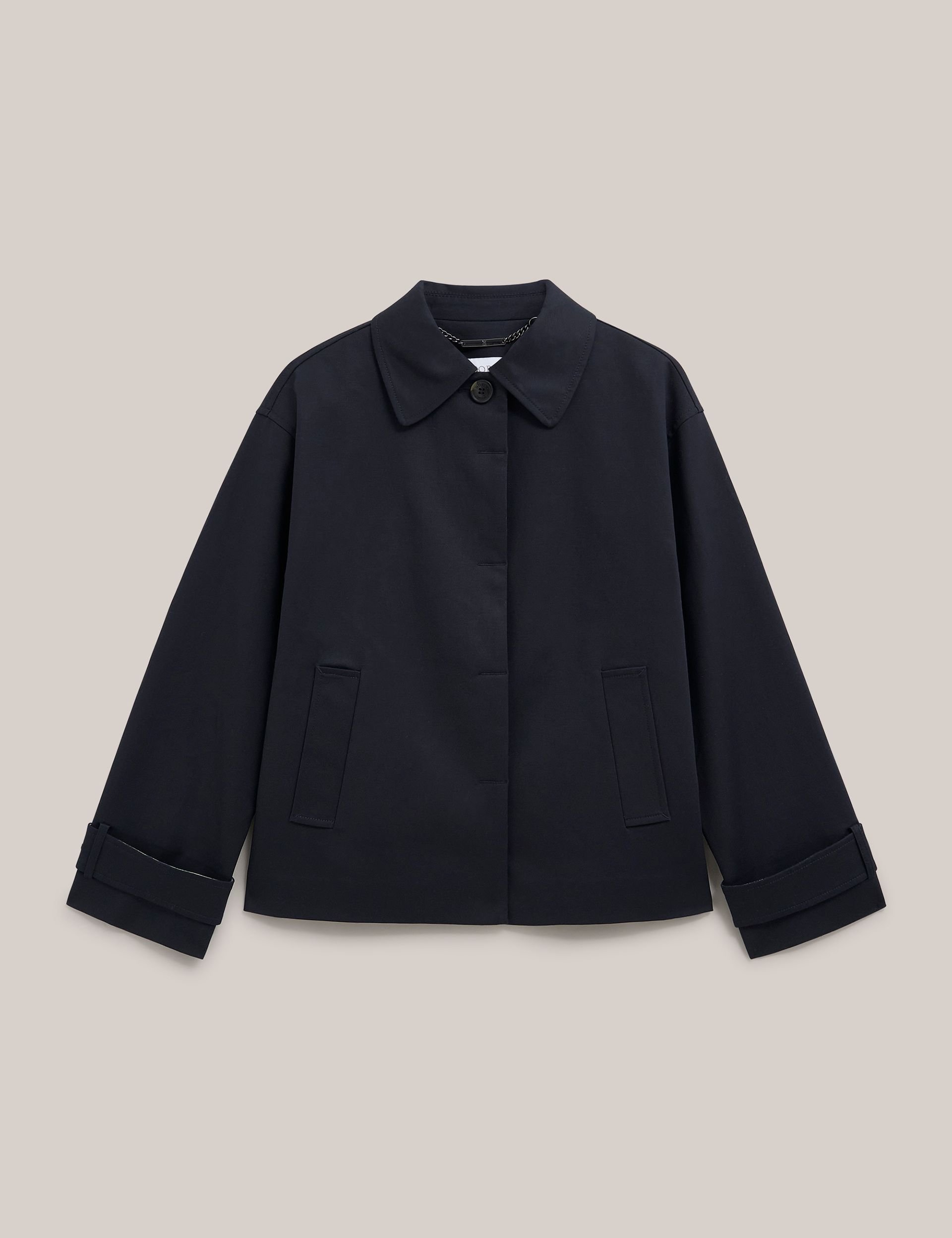 Hobbs London Hobbs London Women's Frida Collared Cropped Trench Coat in Dark Navy - 2