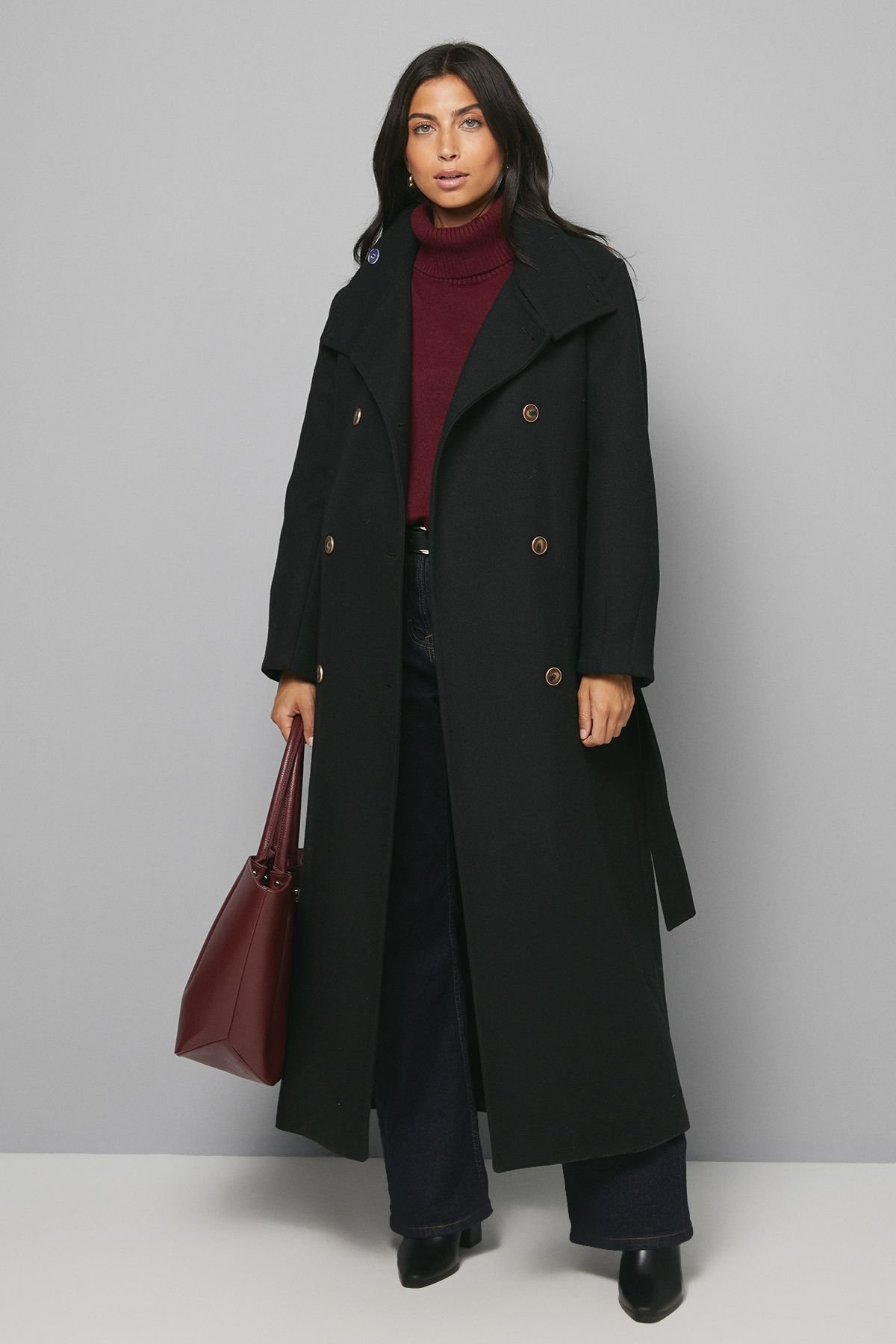 Wallis Wallis Women's Funnel Neck Coat in Black - 2