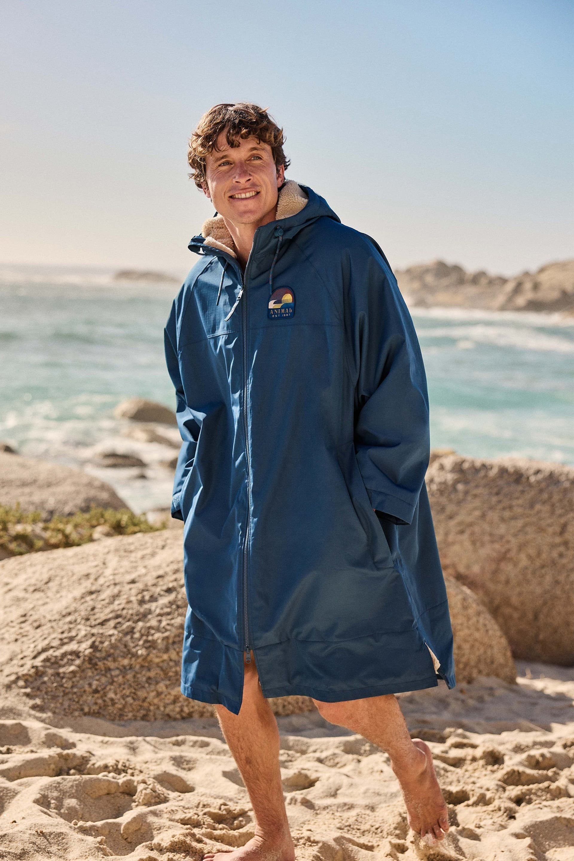 Animal Animal Men's 'Hazey' Waterproof Coastal Summer Beach Parka in Blue