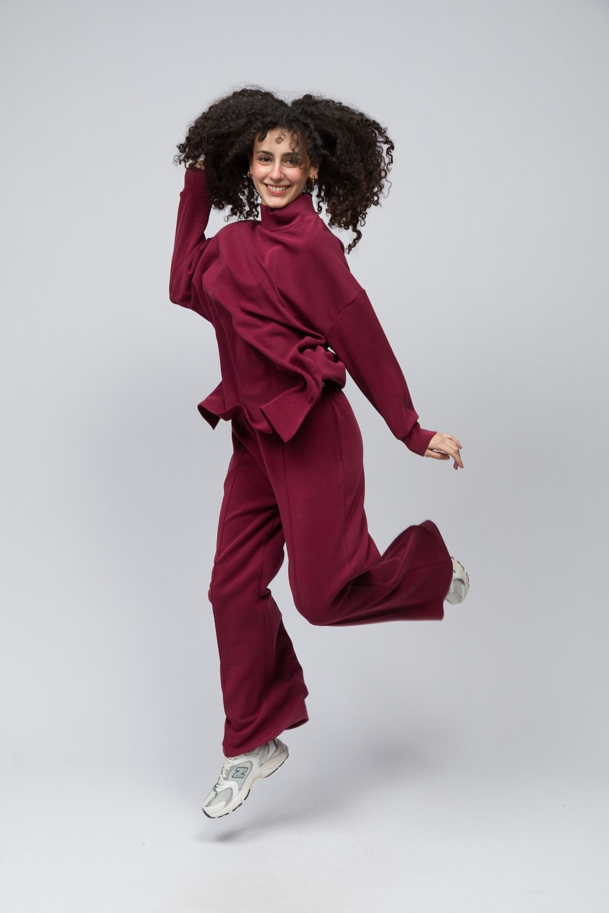 Dexia Dexia Women's Premium Modal Blend Funnel Neck Sweatshirt Burgundy - 3