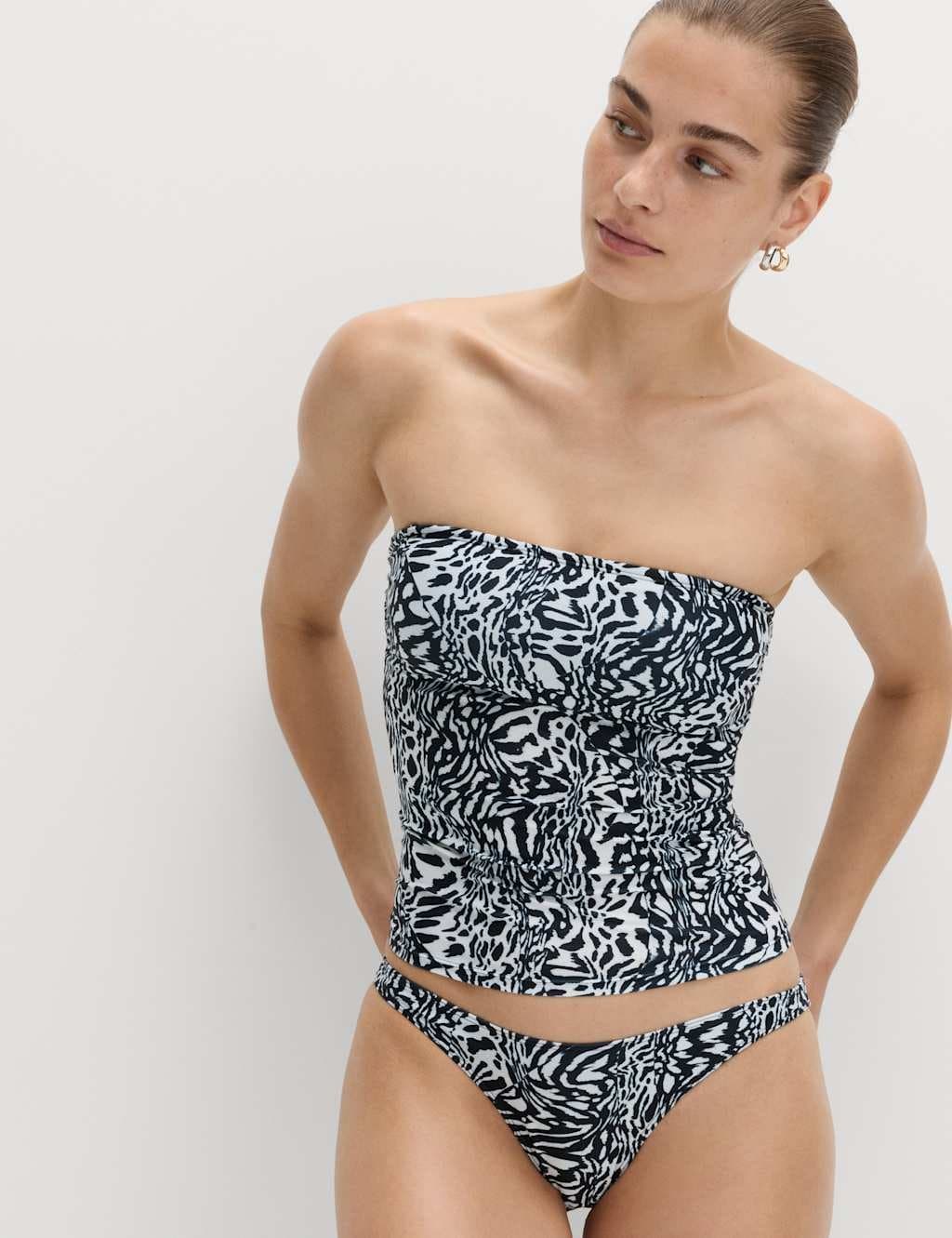 Marks & Spencer M&S Printed Bandeau Tankini Top Ivory Mix