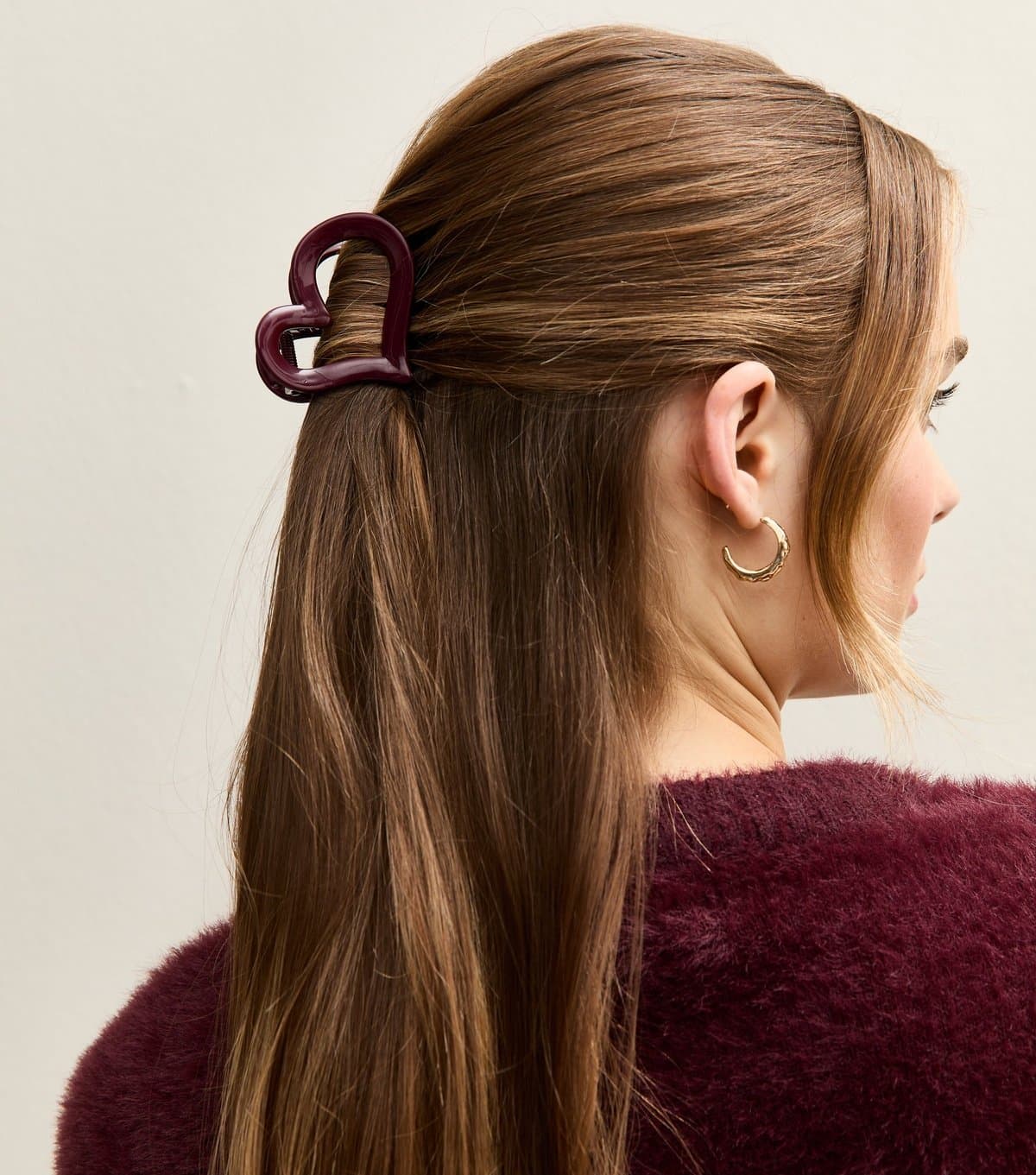 New Look Burgundy Heart Hair Clip New Look