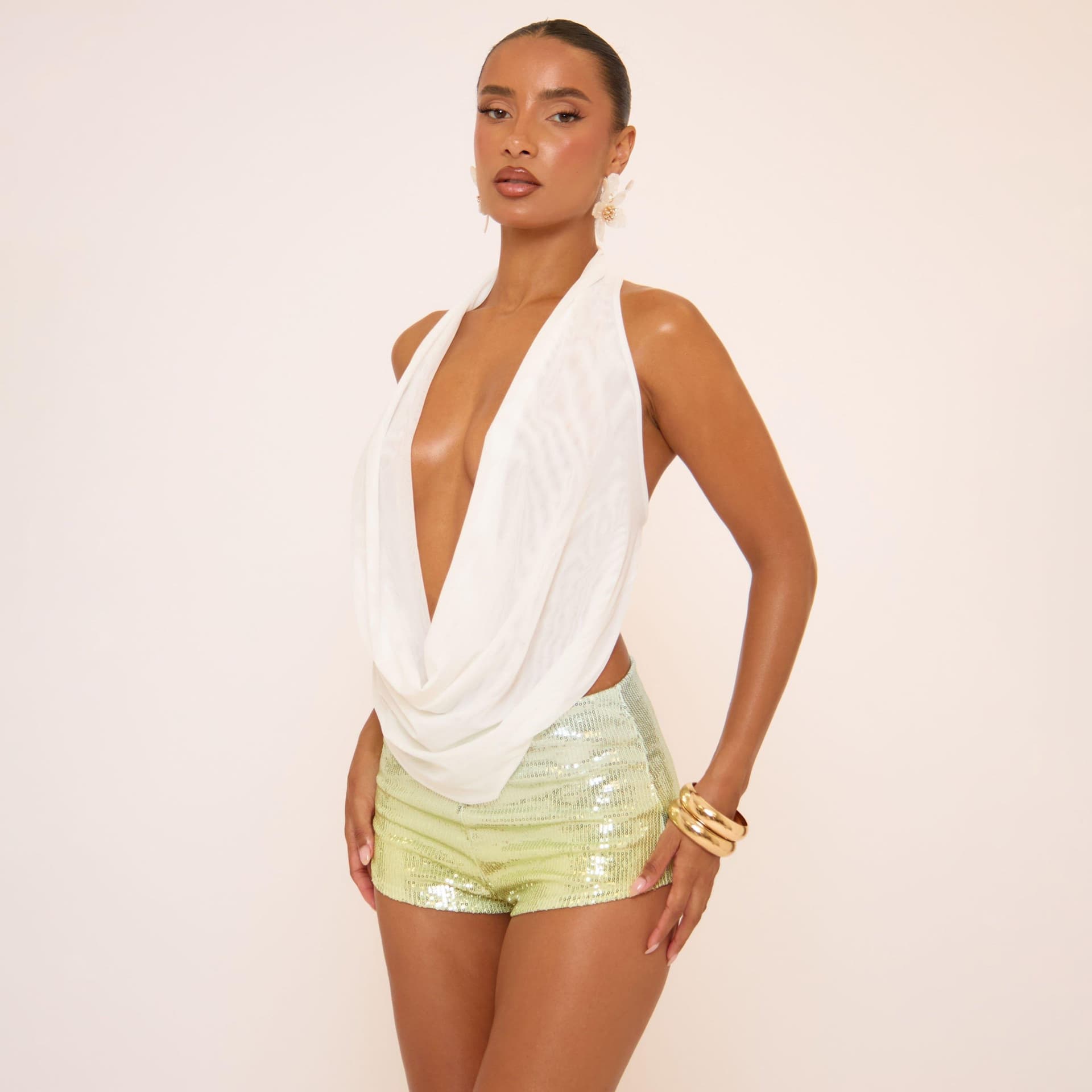 EGO EGO Green Multi Sequin Hot Pant Shorts