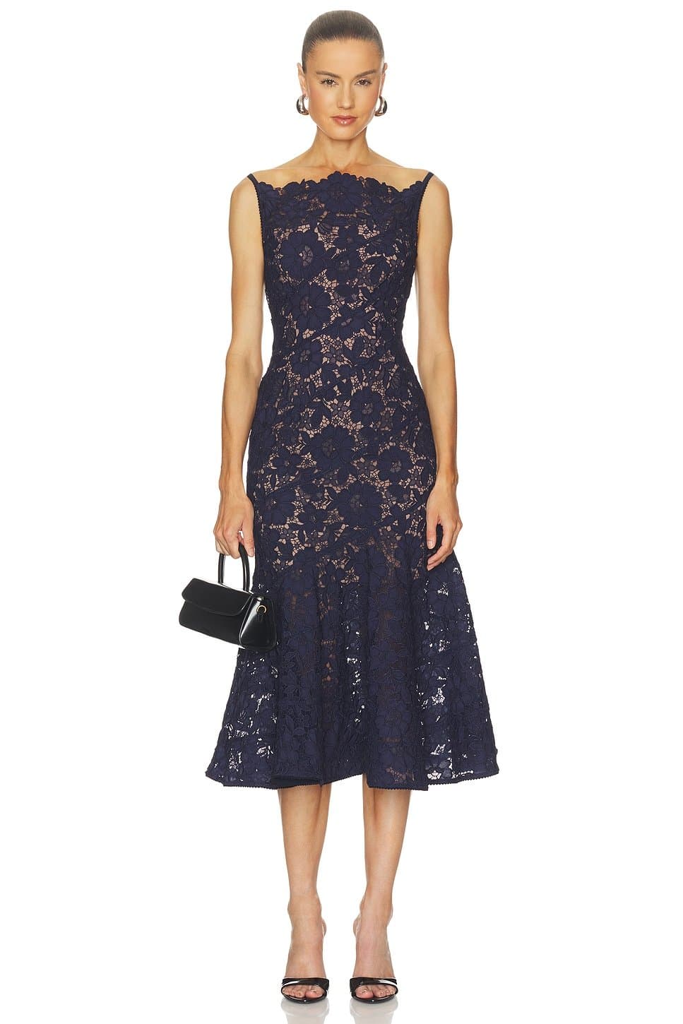 revolve Navy Spiral Lace Midi Dress