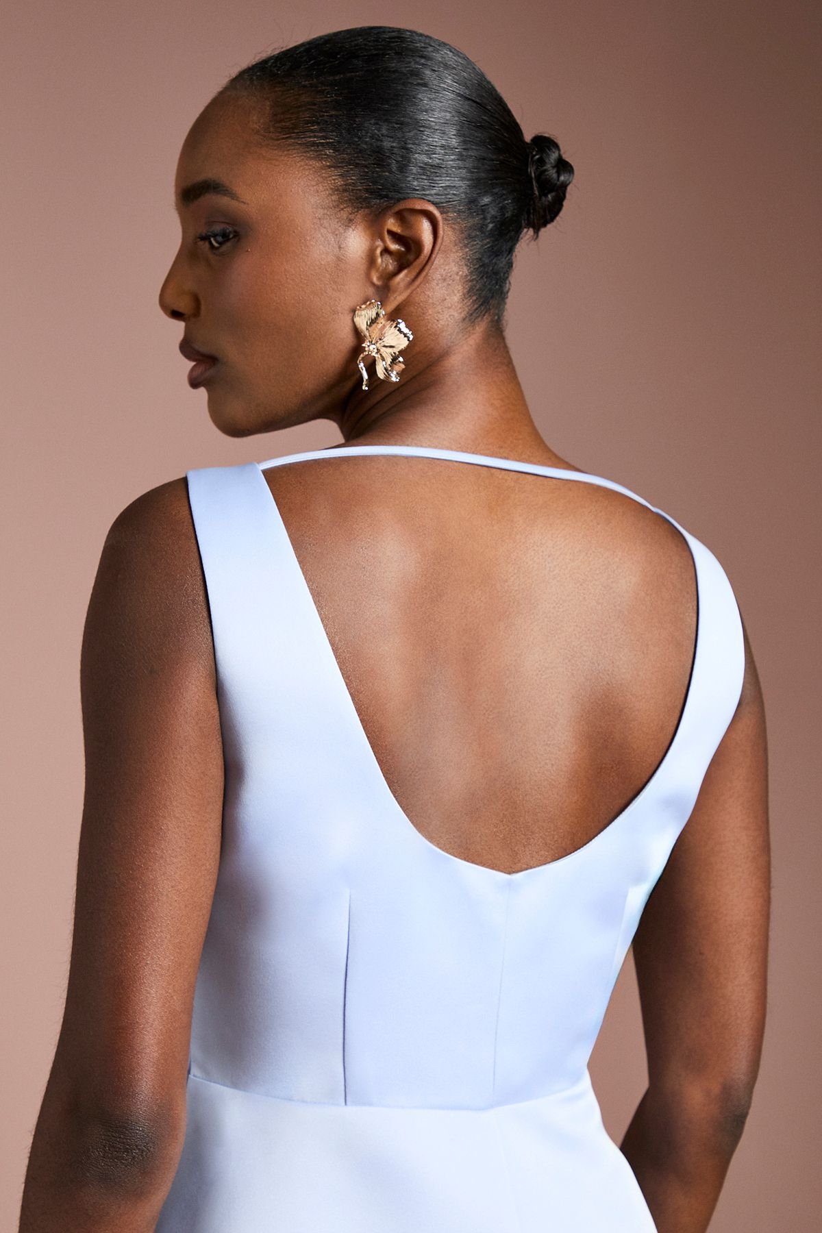 Coast Coast Women's Lace Hem Structured Satin Maxi Dress in Pale Blue - 4