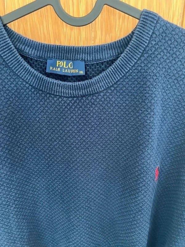 Ralph Lauren Polo Ralph Lauren Crewneck 100% Cotton Waffle Knit Sweater Jumper Navy Blue XXL