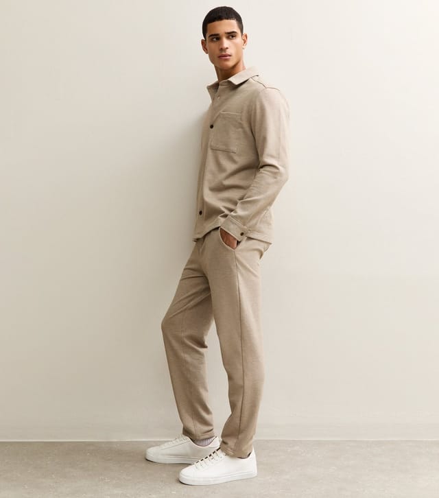 New Look Men's Stone Regular Knit Pique Drawstring Trousers New Look - 3
