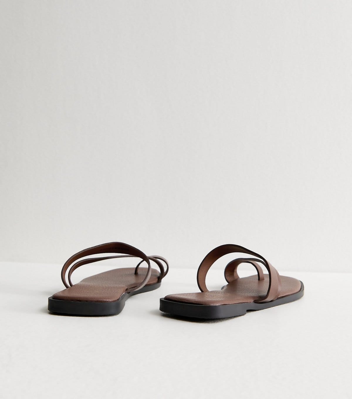 New Look Women's Brown Faux Leather Multi Strap Toe Post Sandals Vegan New Look - 4