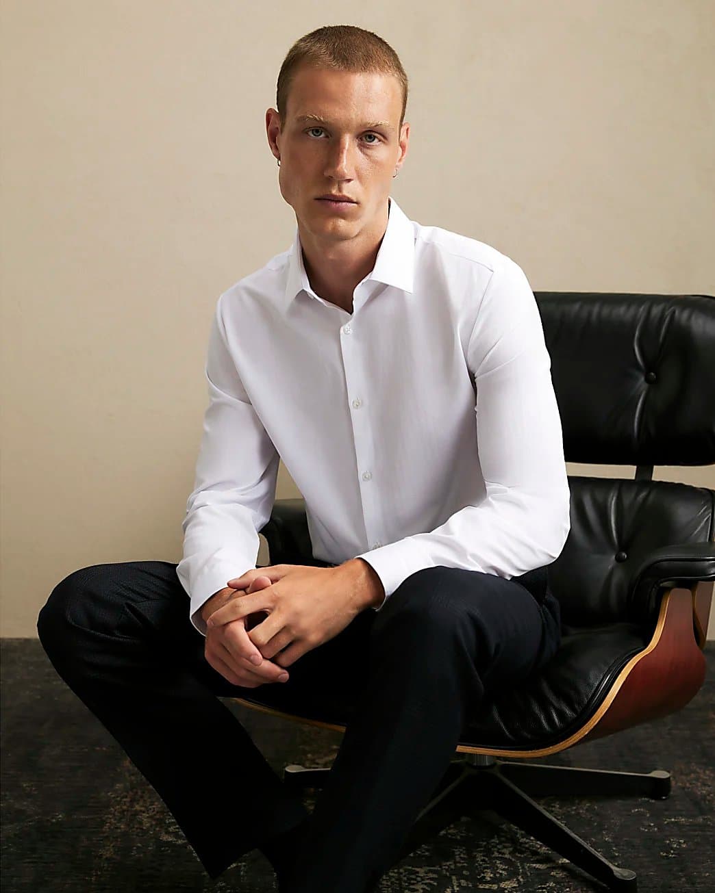 River Island Mens River Island White Slim Fit Premium Cotton Blend Shirt