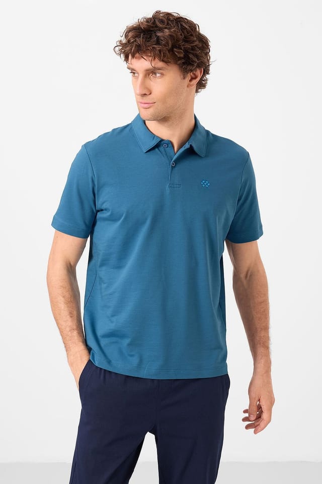 Tommy Life Tommy Life Men's Cotton Elastane Polo T-Shirt in Blue - 2