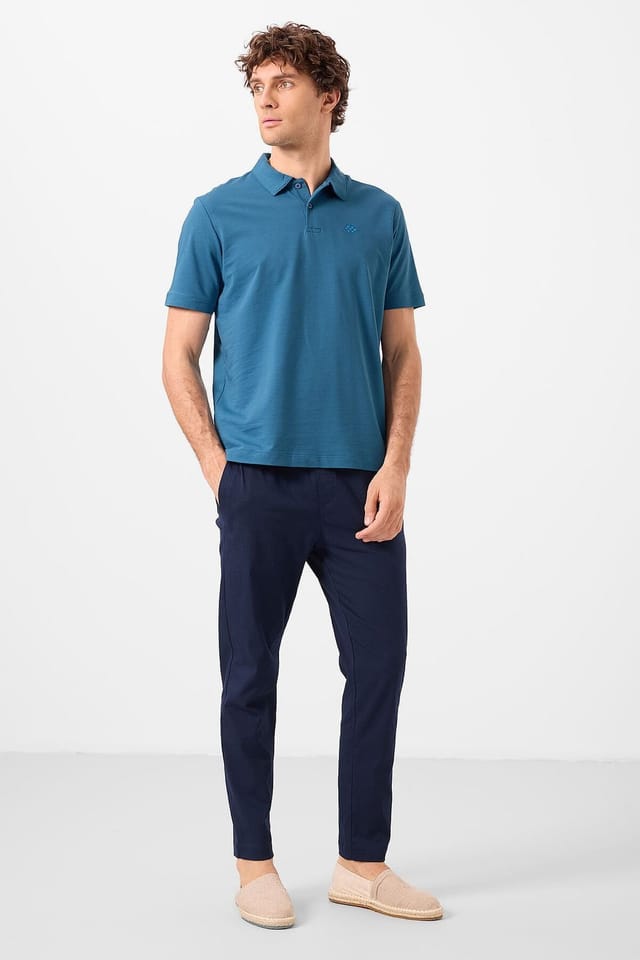 Tommy Life Tommy Life Men's Cotton Elastane Polo T-Shirt in Blue - 3
