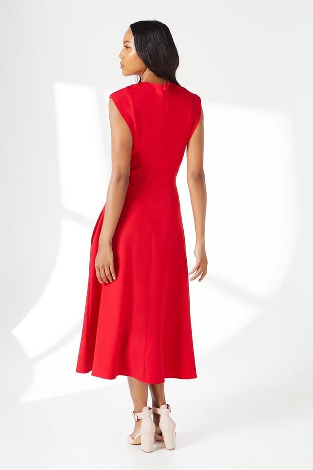 Principles Principles Women's Structured Fit & Flare Midi Dress in Red - 3