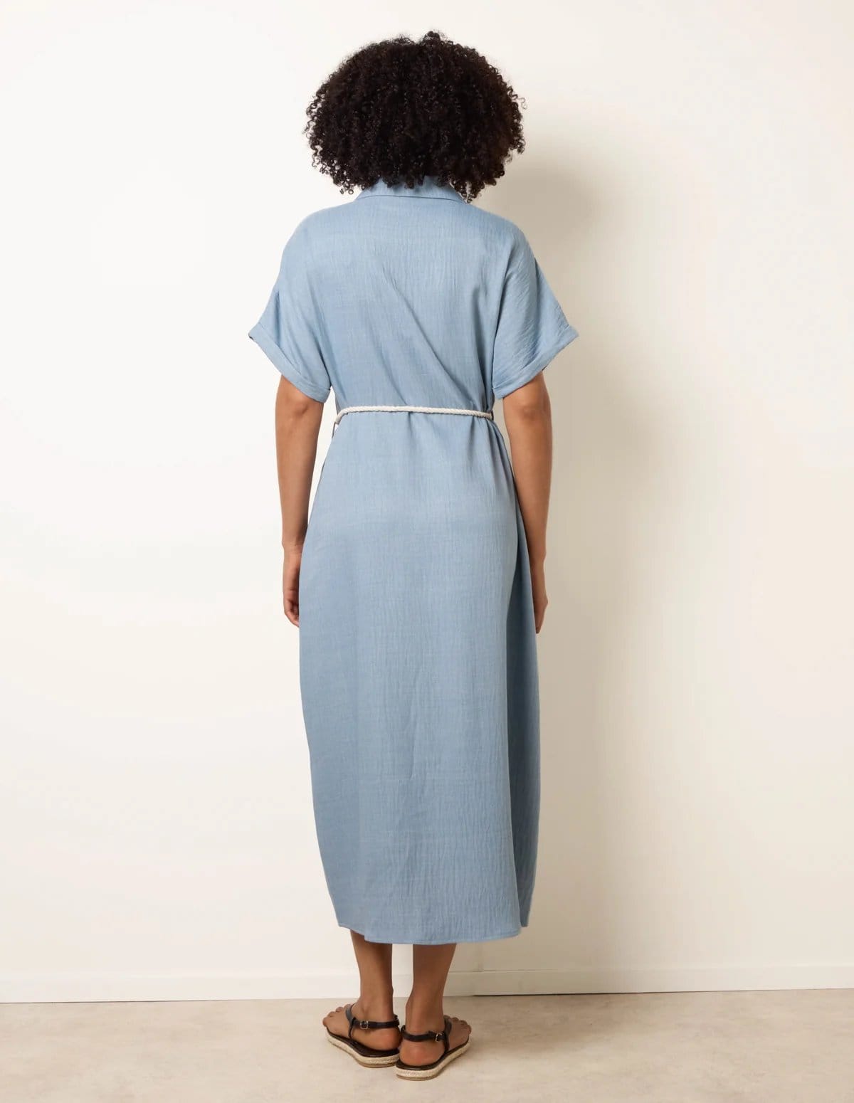 Blue Vanilla Floral Cutwork Embroidery Dress - 4