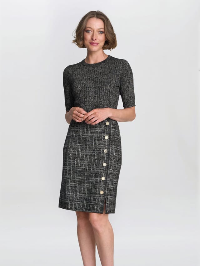 Gina Bacconi Gina Bacconi Women's Antonella Button Detail Knit Dress in Black - 2