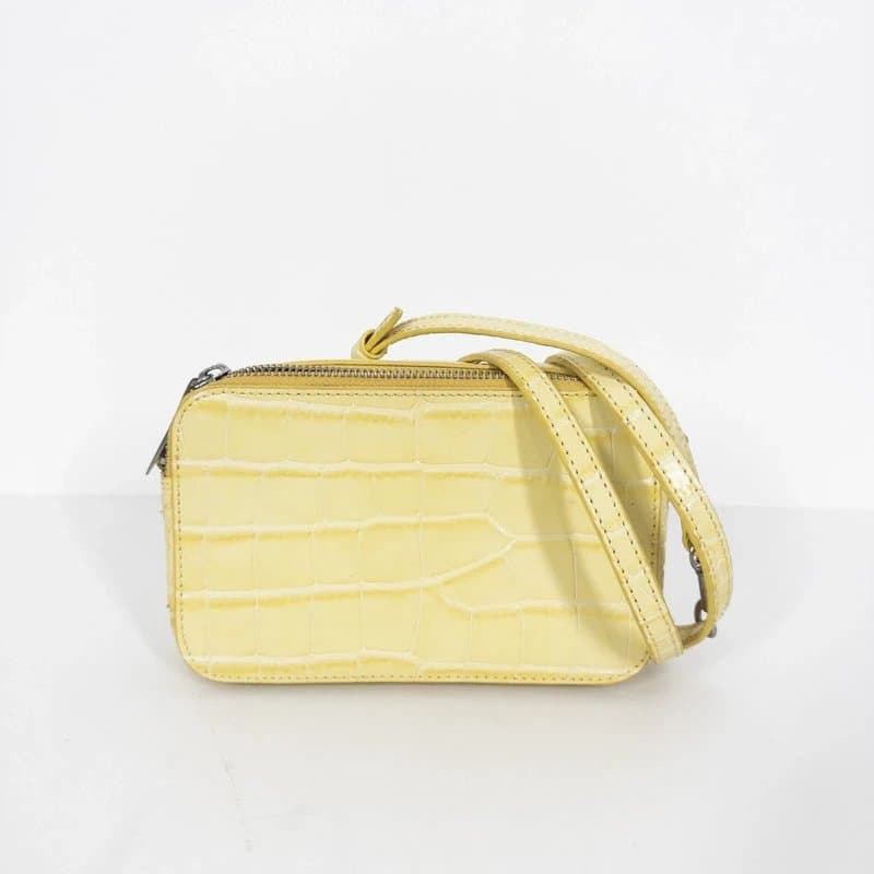 Jigsaw Jigsaw Wren Crossbody Bag Pale Spring Yellow Croc Leather Camera Mini RRP £95
