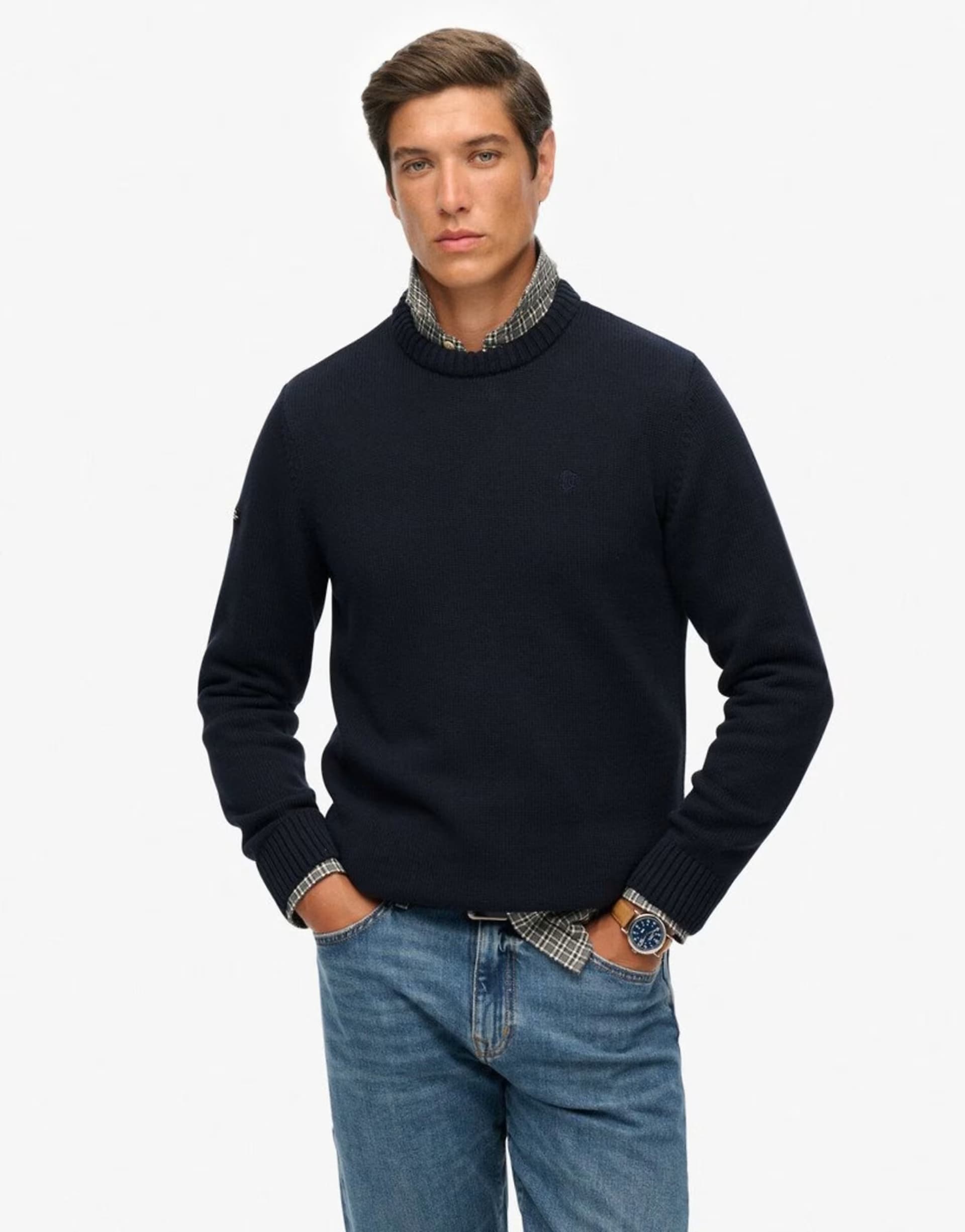 ASOS Superdry Preppy cotton jumper in navy