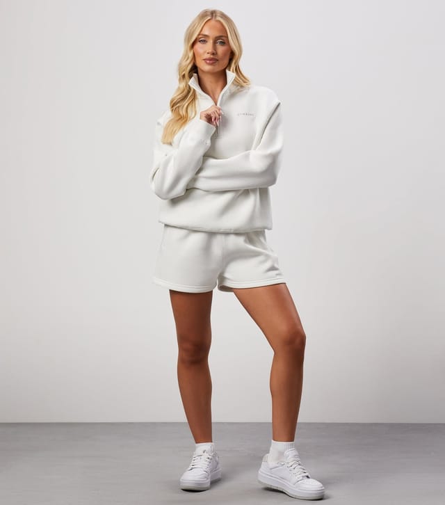 Gym King Women's Cream Quarter Zip Sweatshirt Gym King New Look - 2