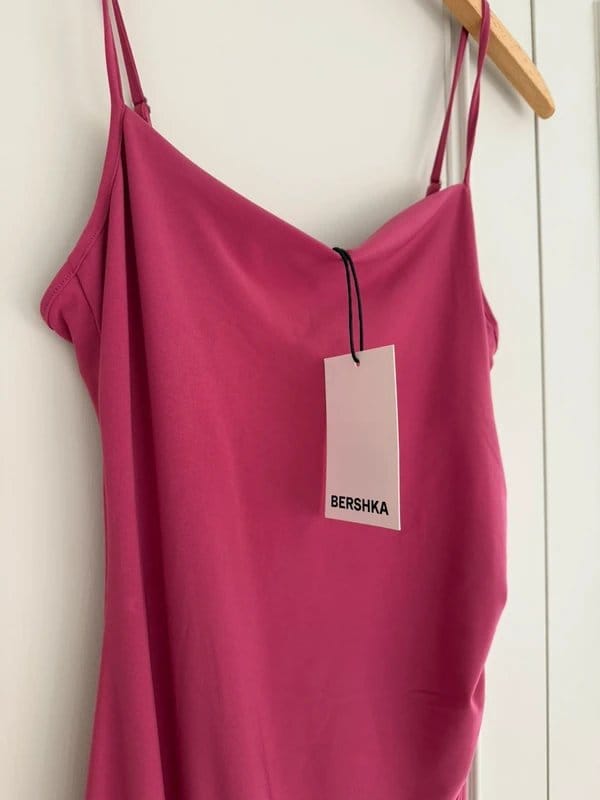 Bershka Bershka Pink Ruched Midi Dress – Size L – BNWT - 1