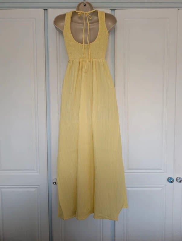 ASOS ASOS Design racer crinkle midi sundress with scoop back in yellow size 4-6