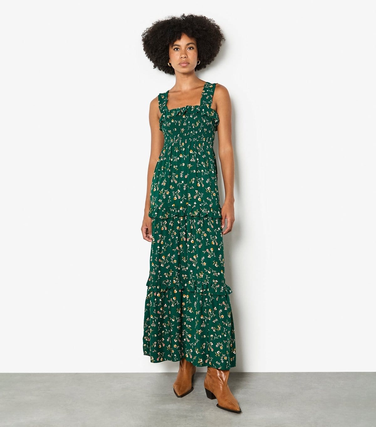 Apricot Dark Green Floral Maxi Dress by Apricot