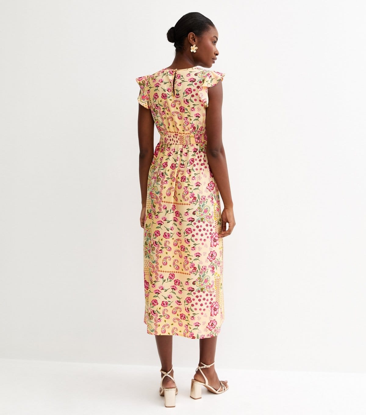 New Look Women's Pink Crepe Patchwork Print Slit Hem Midi Dress New Look - 4