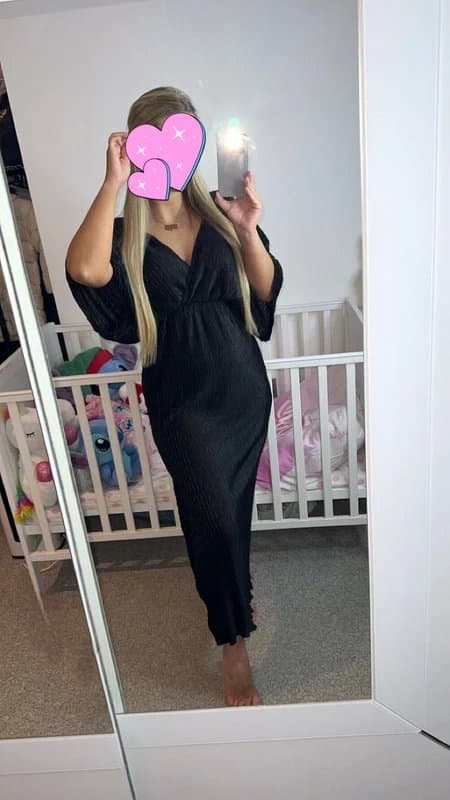 New Look Black textured batwing sleeve midi dress