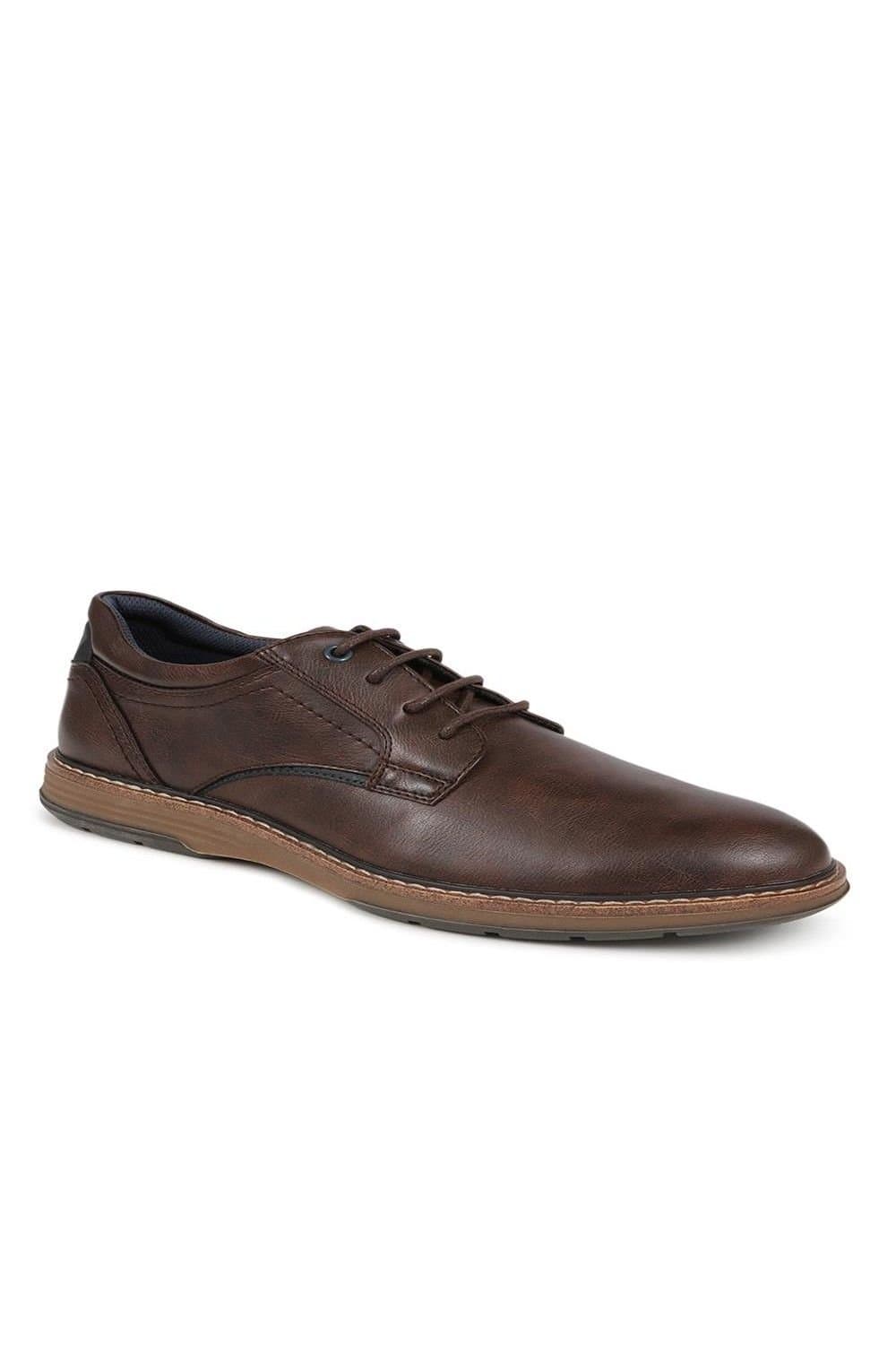 Pavers Pavers Men's Wide Fit Lace-Up Casual Shoes in Dark Brown