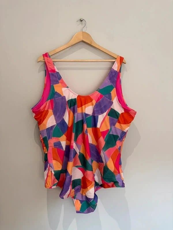 TU TU Plus Size Abstract Print Tummy Control Swimsuit UK 26 Multicolour Padded
