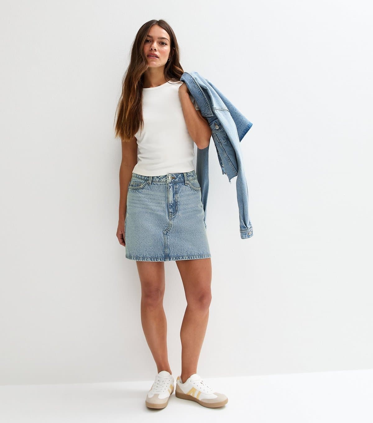 New Look Women's Petite Blue A-Line Denim Skirt New Look