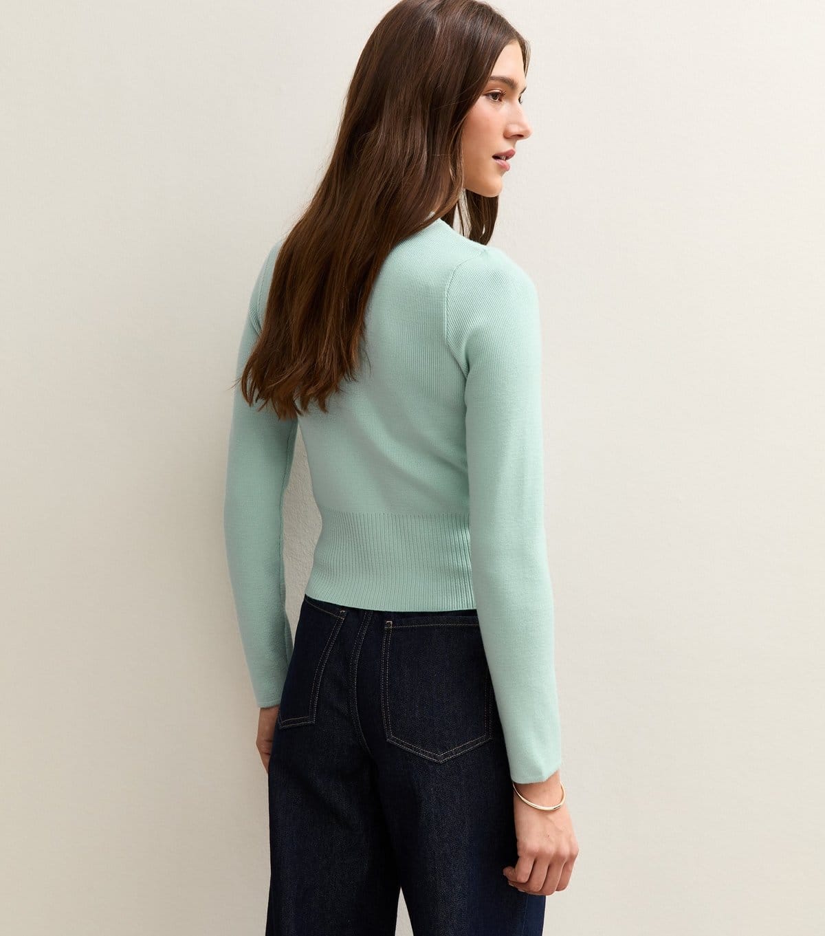 New Look Women's Mint Green Ribbed Knit Crew Neck Jumper New Look - 4