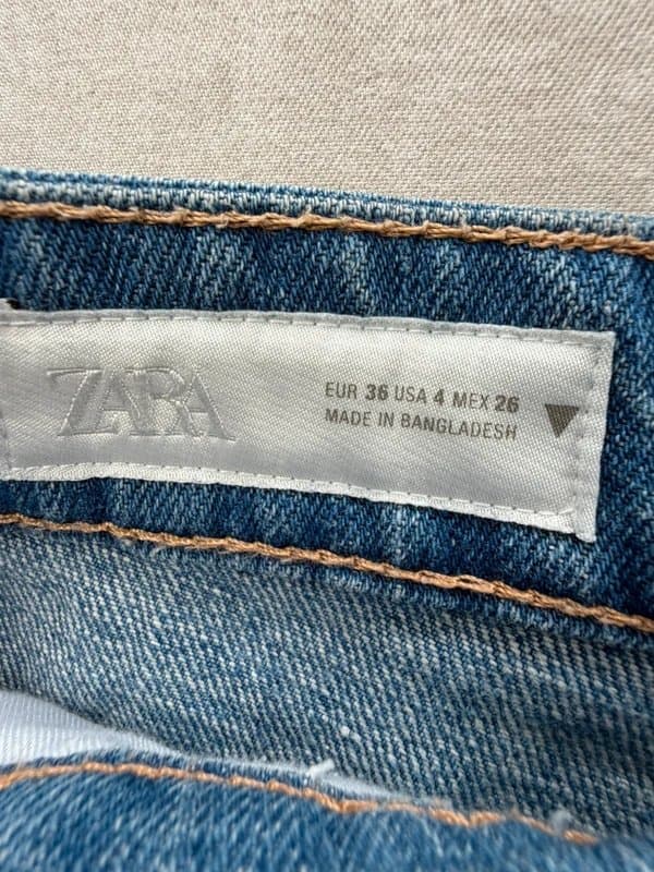 Zara Zara asymmetric waist distressed denim shorts UK 8
