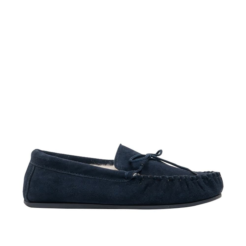 Mokkers Mokkers Men's Navy Wool Lined Moccasin Slippers