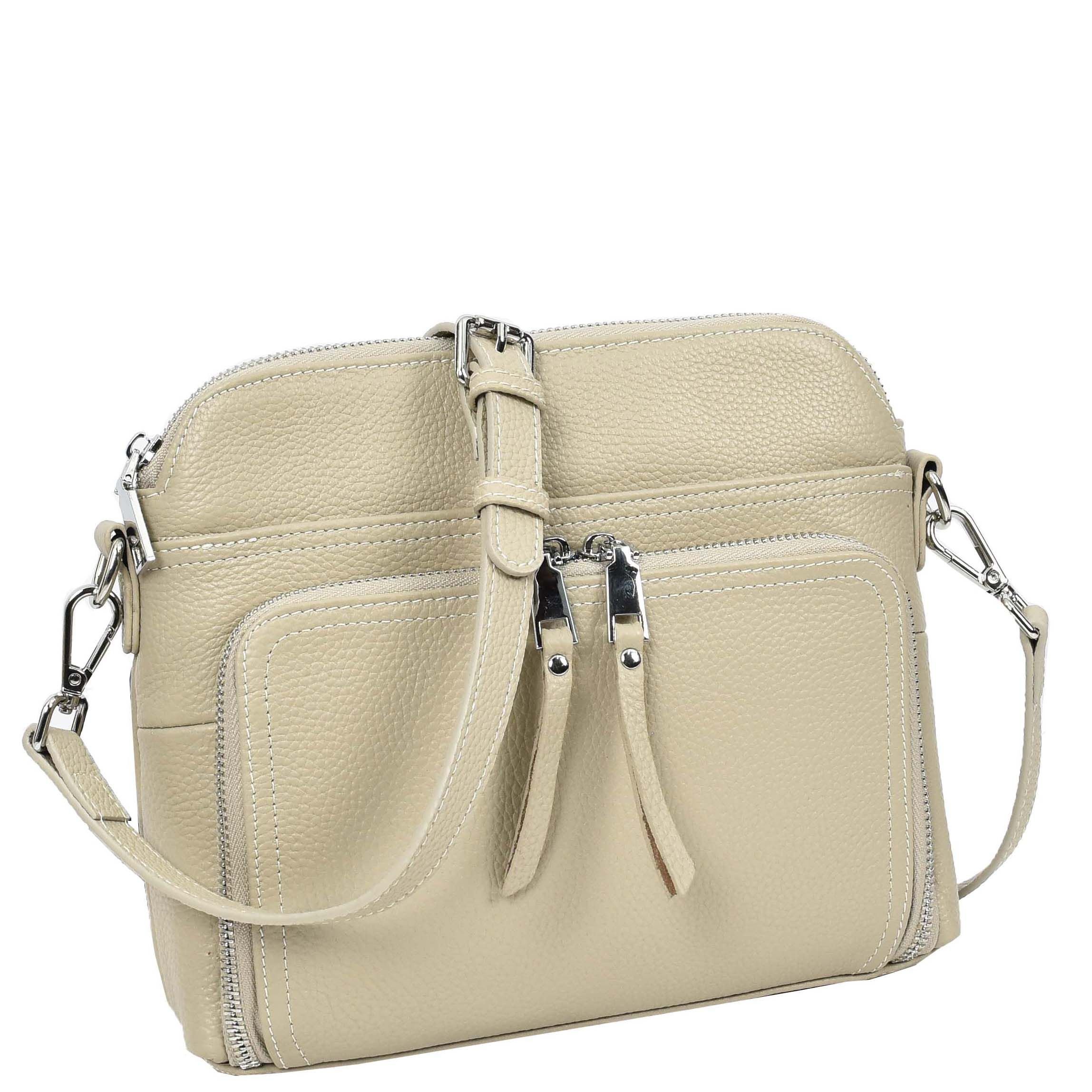 House of Leather House of Leather Women's Womens Real Leather Cross Body Bag Classic Sling Style Skye Navy in Taupe - 3