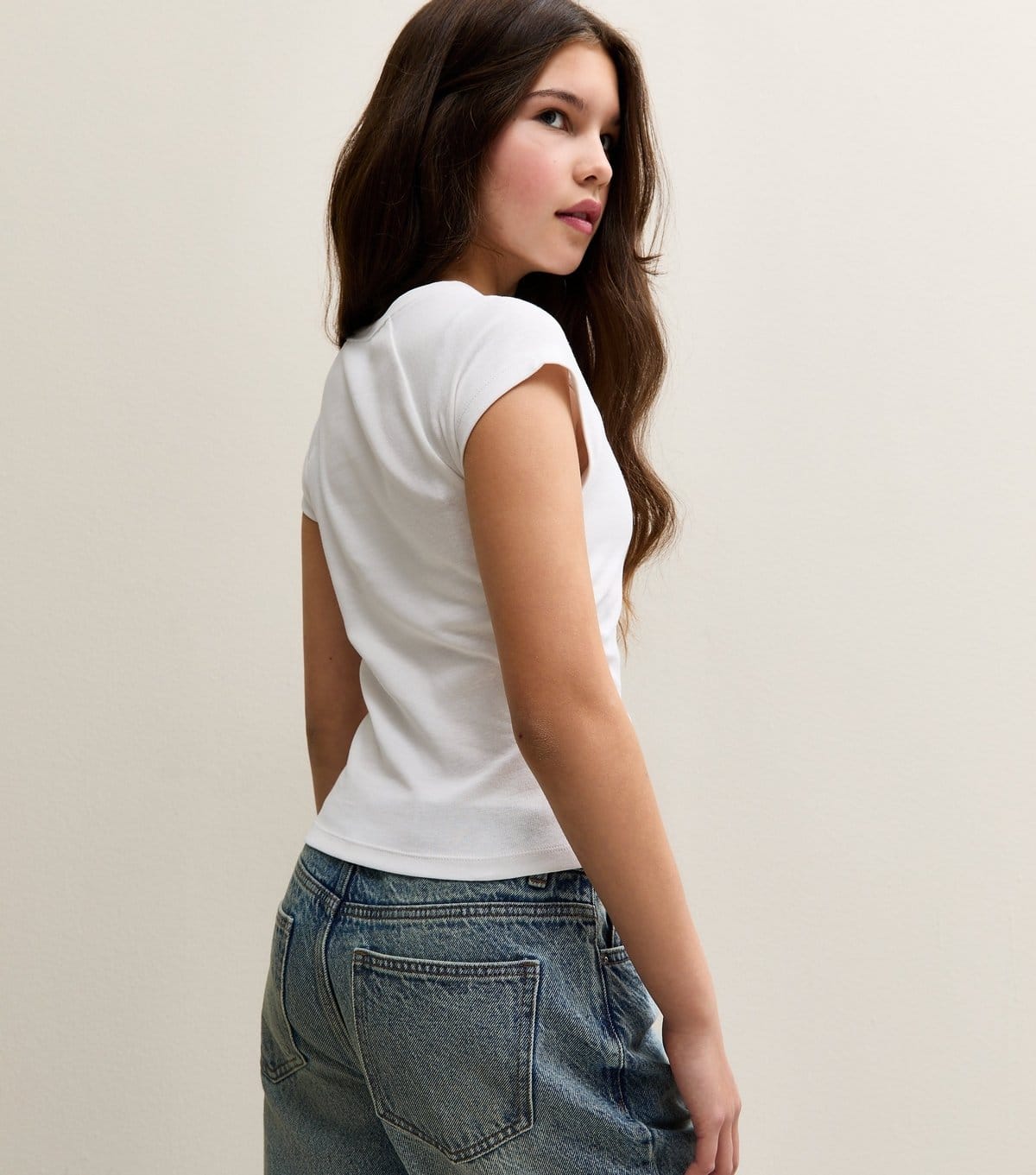 New Look Girls' White Ruched Side Raglan Sleeve T-Shirt New Look - 4