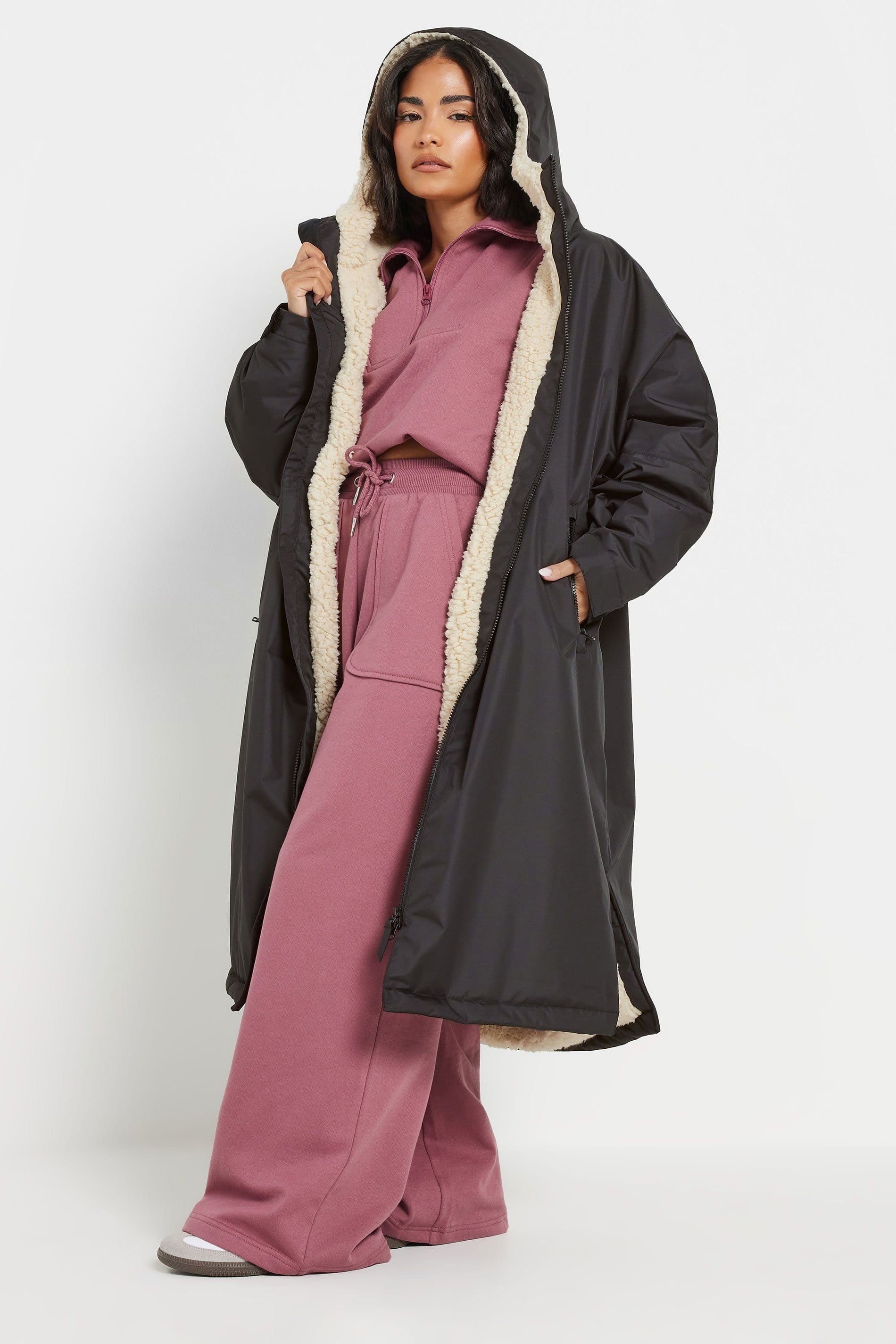 PixieGirl PixieGirl Women's Petite Waterproof Fleece Lined Robe in Black - 4