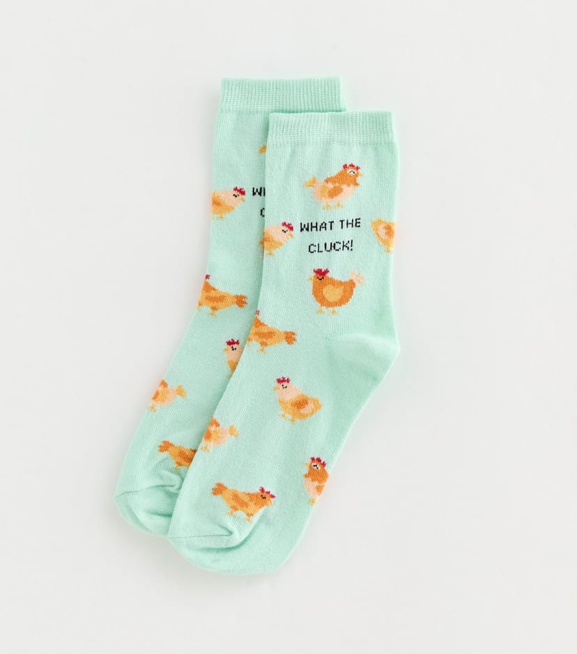 New Look Mint Green 'What The Cluck' Socks New Look - 1