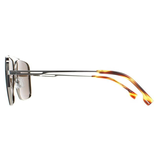 Hugo Boss Hugo Boss Men's Round Brown Horn Ruthenium Brown BOSS 1325/S in Silver - 3