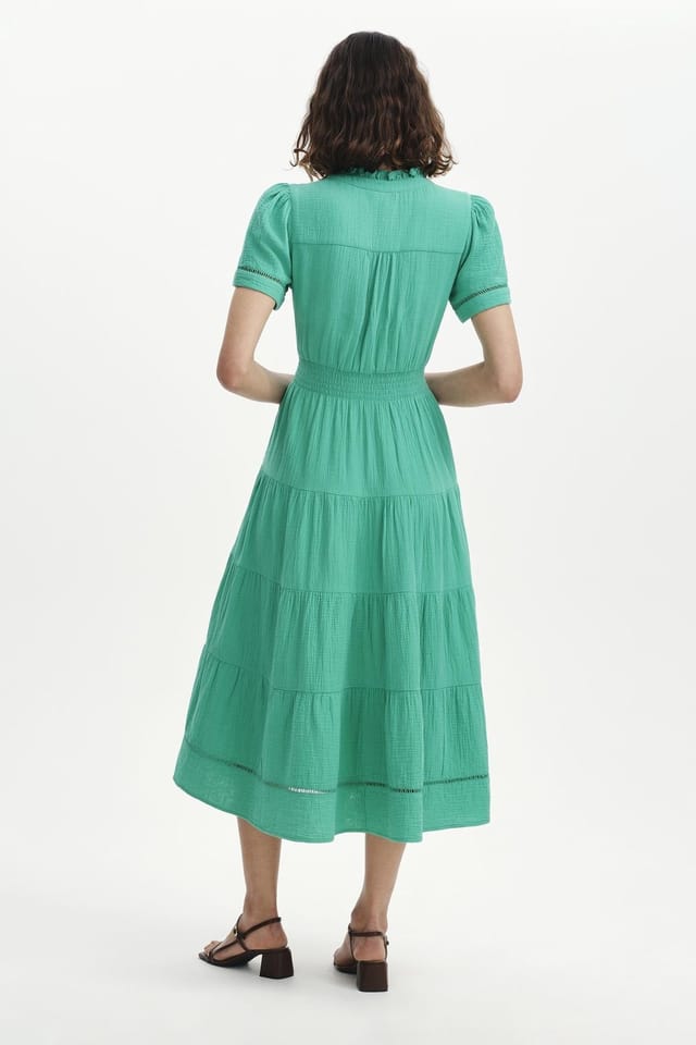 Finery London Finery London Women's Natalia Cotton Cheesecloth Midi Dress in Jade - 3